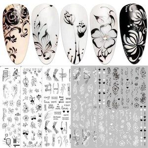10 Sheets 🌷🌷Spring Flower Nail Art Stickers Decals Self-Adhesive Black White